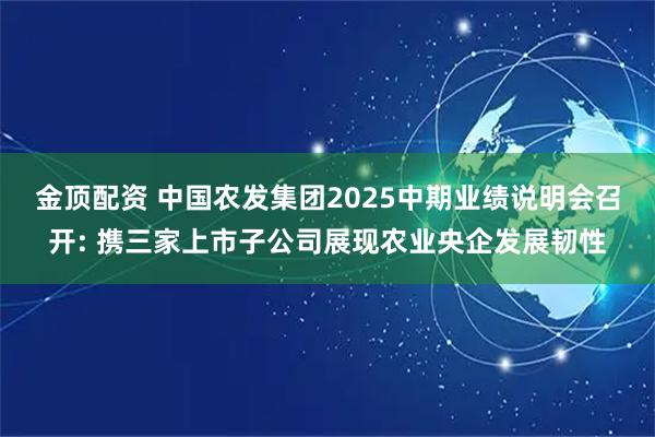 金顶配资 中国农发集团2025中期业绩说明会召开: 携三家上市子公司展现农业央企发展韧性